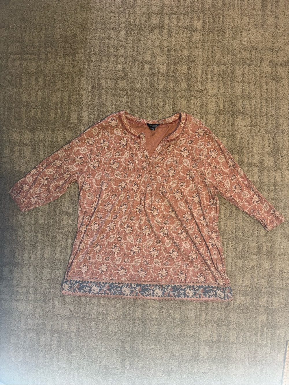 Lucky Brand 2x Pink Floral 3/4 sleeve top